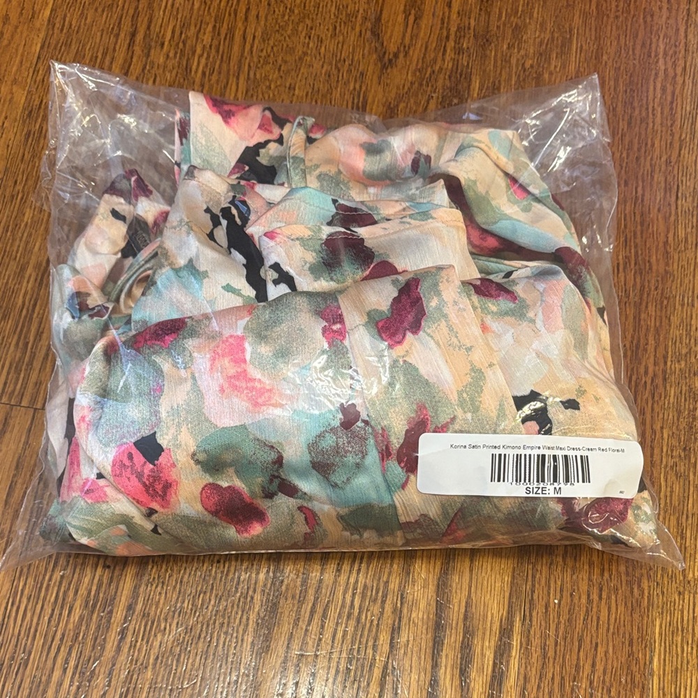 Satin Floral Kimono Maxi Dress - Picture 3 of 8